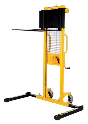 Steel Stacker with Adjustable Manual Hand Winch 770 Lb. Capacity Black / Yellow